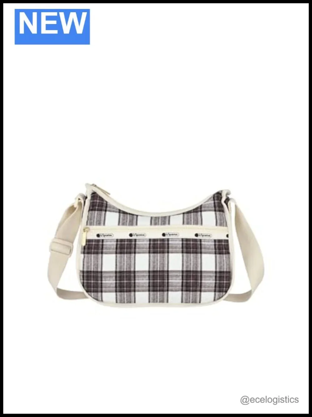 LeSportsac Hobo Bag Classic Tartan with Cosmetic Pouch Recycled Nylon Crossbody